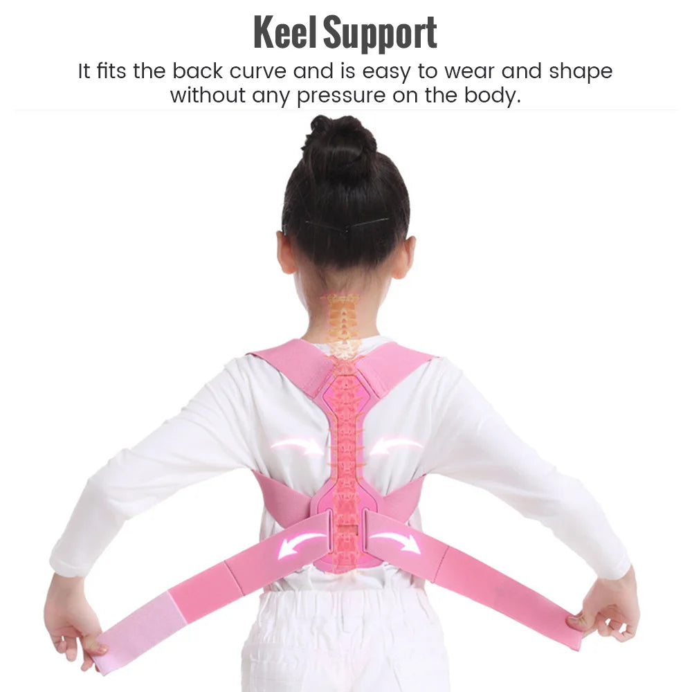 Children Adjustable Posture Corrector Back Support Boys Girls Shoulder Belt Rectify Straighten Correction Pain Relief Beauty Kid Peaceful Pleasures Health and Wellness