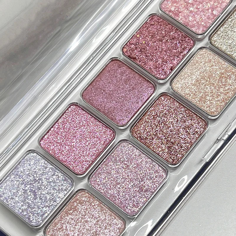12-Color Glitter Shimmer Eyeshadow Palette | Peach & Pearl