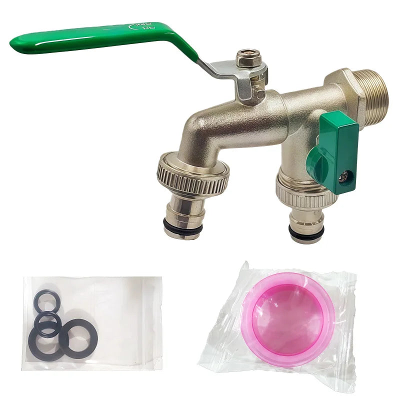 3/4" Dual Outlet Zinc Alloy Garden Faucet Y-Splitter Tap