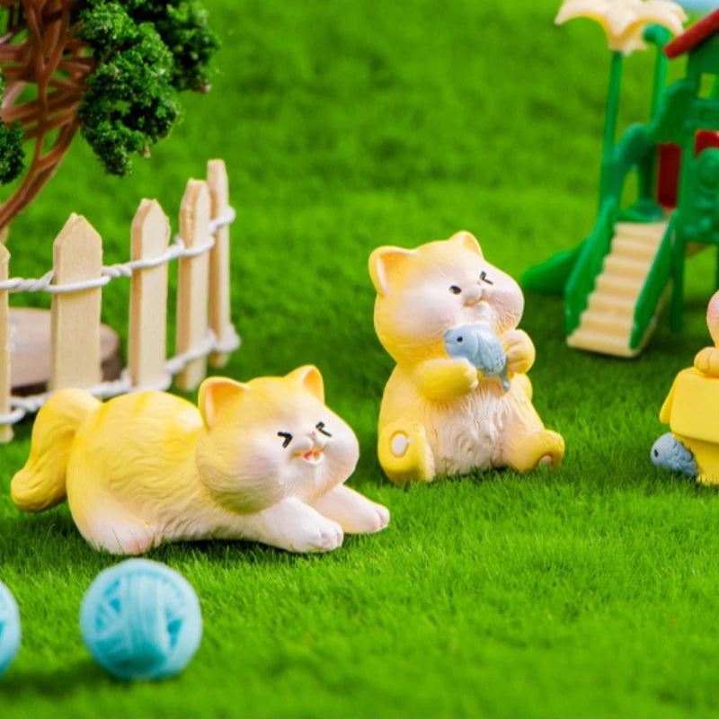 Miniatures Figurines Cute Cat Kawaii Animal Micro Landscape Ornaments for Home Room Desk Fairy Decoration Gardening Accessories Peaceful Pleasures Health and Wellness