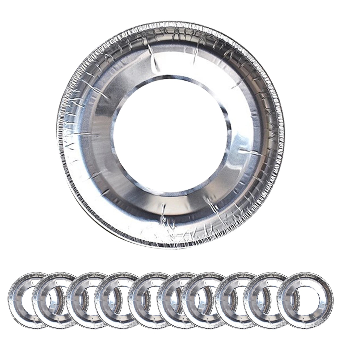 10Pcs Aluminum Foil Round Stove Burner Covers Reusable High-temperature Resistant Stove Top Protector for Clean Hygienic Kitchen Peaceful Pleasures Health and Wellness as show