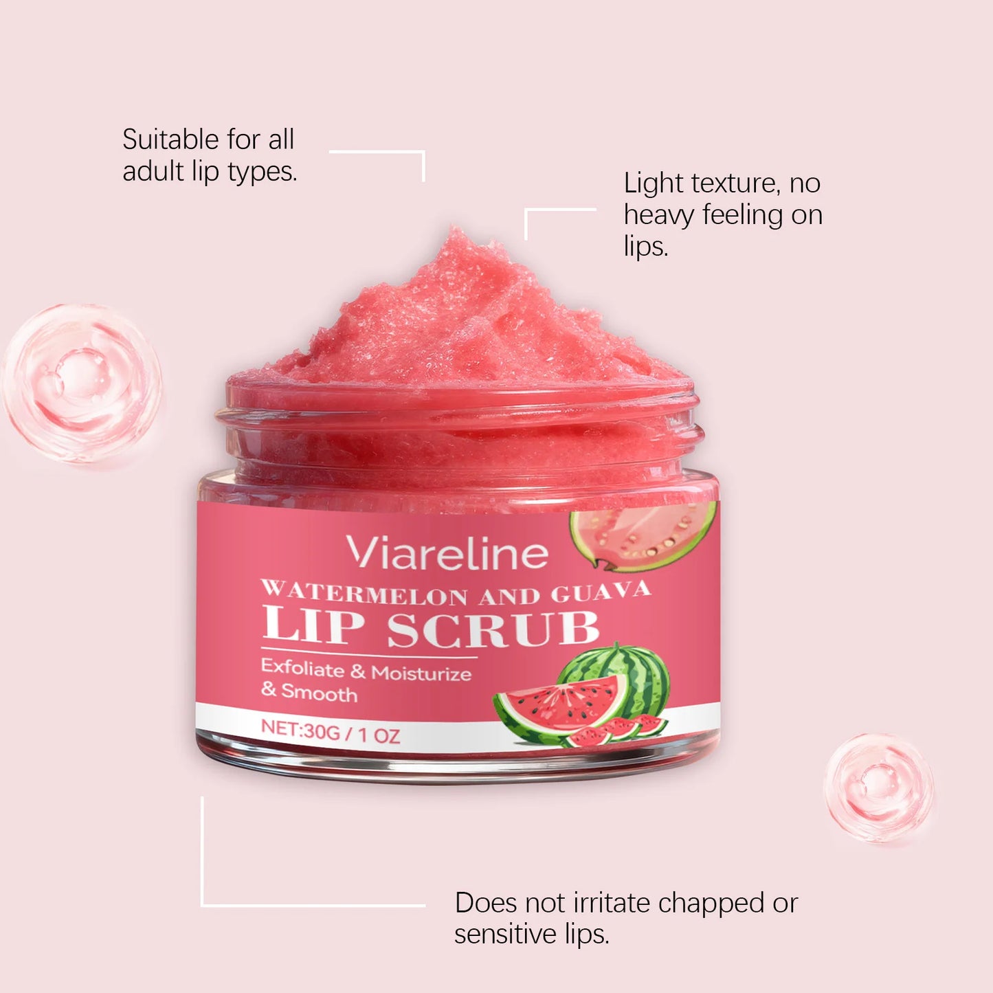 Viareline Watermelon Lip Scrub – Exfoliate & Moisturize Lips