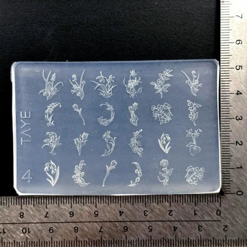 Vintage Flower Design 3D Nail Art Butterfly Mold, DIY Clear Silicone, Floral Frame Relief Manicure Tool Peaceful Pleasures Health and Wellness A4