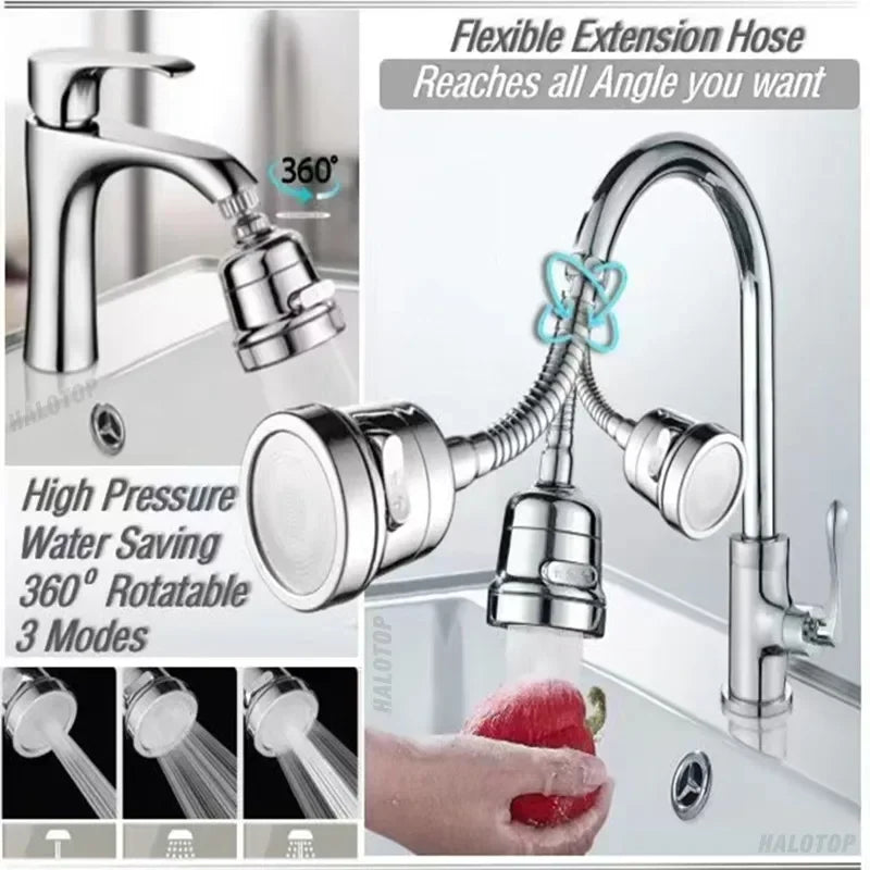 Universal Sink Faucet with 2/3 Modes 360 Degree Rotation Filter Extension Tube Shower Head Water Saving Kitchen Accessory Peaceful Pleasures Health and Wellness