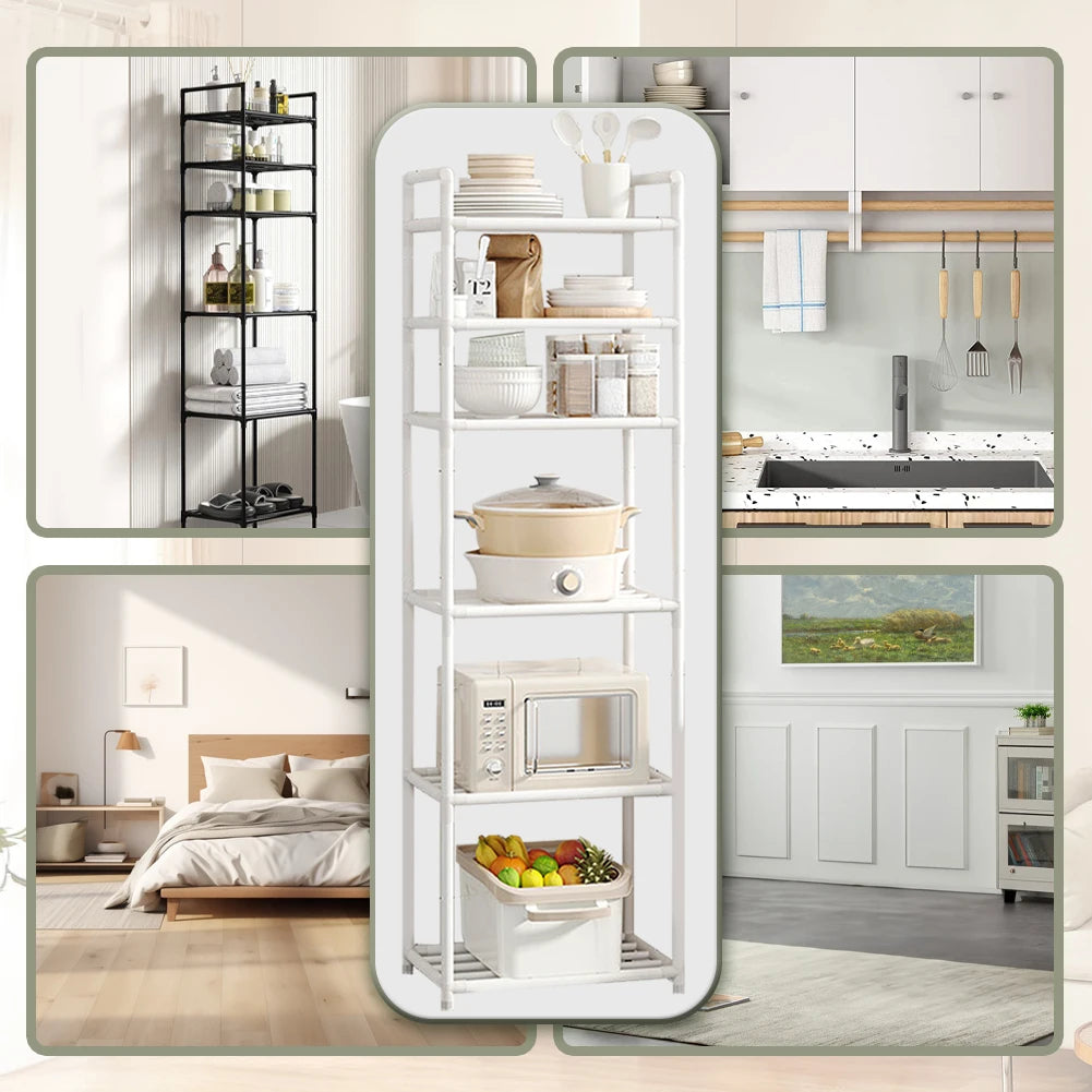 6-Tier Metal Storage Shelf | Kitchen Bathroom Utility Rack
