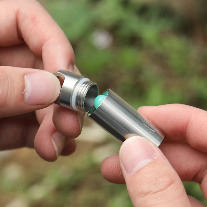Tiartisan Pure Titanium Mini Sealed Pill Box Waterproof Keychain Outdoor Camping Ultralight Portable Polished Surface EDC Tools Peaceful Pleasures Health and Wellness