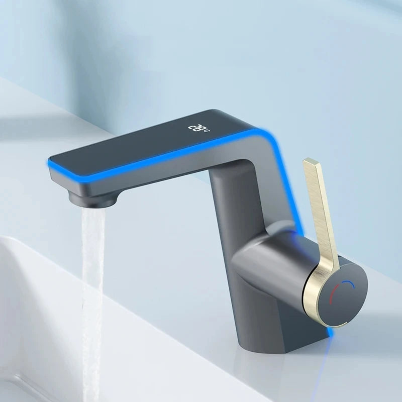 LED Temperature Display Basin Faucet | Single Hole Sink Mixer
