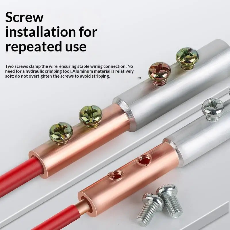1/3Pcs Copper AL Cable Wire Tubular Screw Bolt Connection Sleeve Join GTL Quick Cable Connector Copper Wire Butt Terminal Splice Peaceful Pleasures Health and Wellness