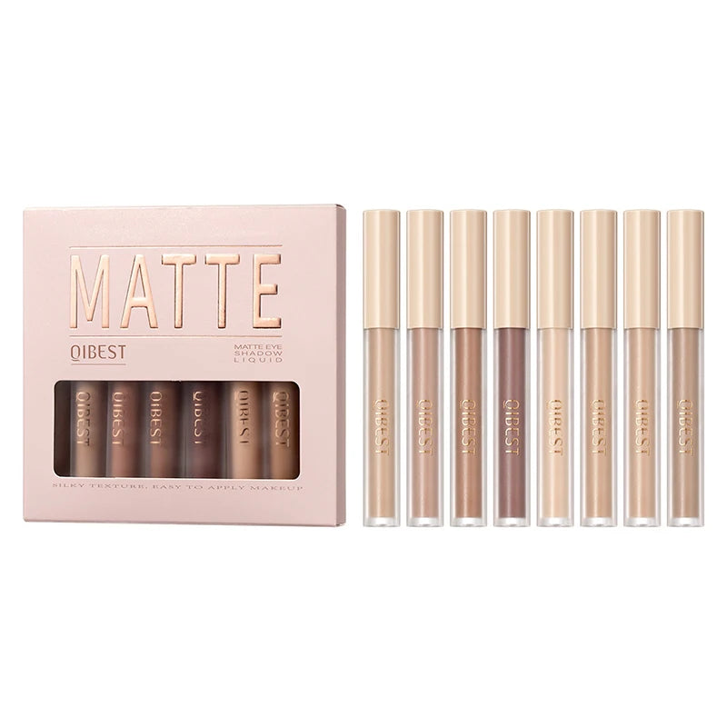 8 colors Waterproof Liquid Eyeshadow Set with Nude, Matte, Black, Smokey, Cream, Primer, Highlighter, and Blusher - Fast Drying Peaceful Pleasures Health and Wellness QE2216-C