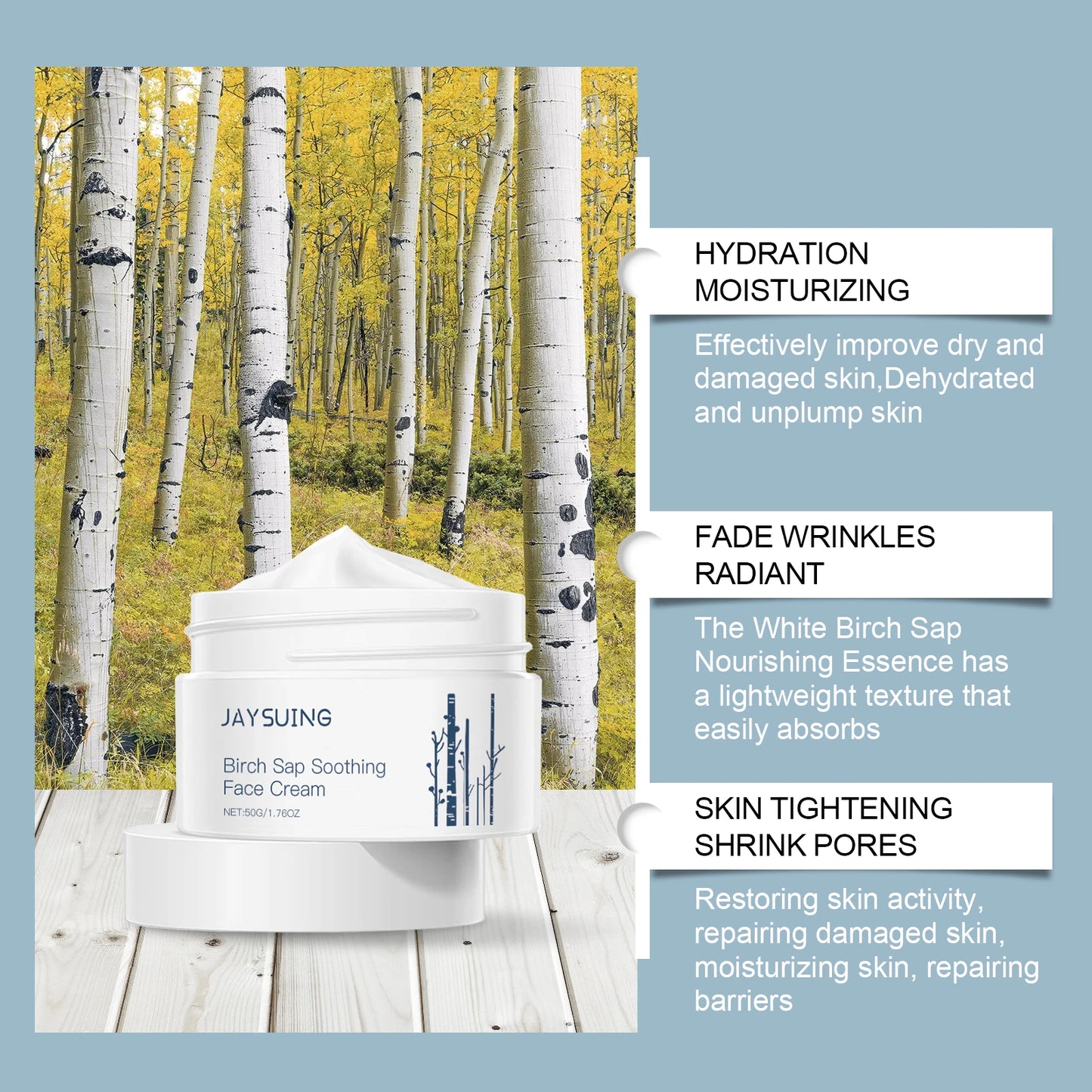 Jaysuing Birch Sap Soothing Face Cream – Deep Moisture 50g