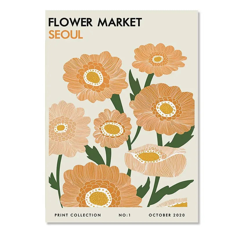 Art Matisse Mark Rothko Posters and Prints Flower Market Canvas Painting Mural Decoration Abstract Yayoi Kusama Orange Wall Peaceful Pleasures Health and Wellness T80633-07 20x30cm Unframed