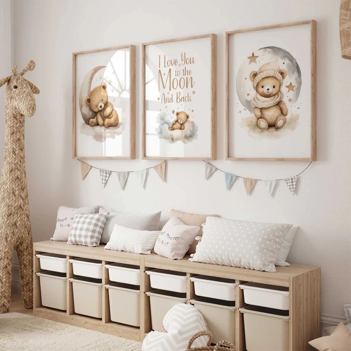3-Piece "I Love You To The Moon & Back" Canvas Wall Art