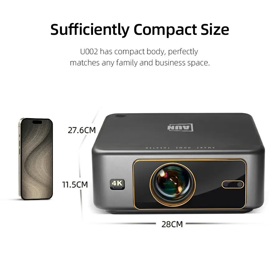 AUN U002 Smart Projector Full HD 1080P | Android TV, 4K, WiFi Peaceful Pleasures Health and Wellness