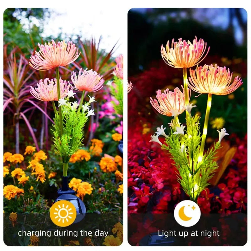 Solar LED Flower Ground Stake Lights – Garden & Courtyard Decor