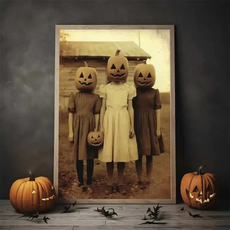 Nordic Style Halloween Poster Aesthetics Ghost Witch Witchcraft Black Cat Pumpkin Canvas Painting Wall Art Room Home Decor Peaceful Pleasures Health and Wellness