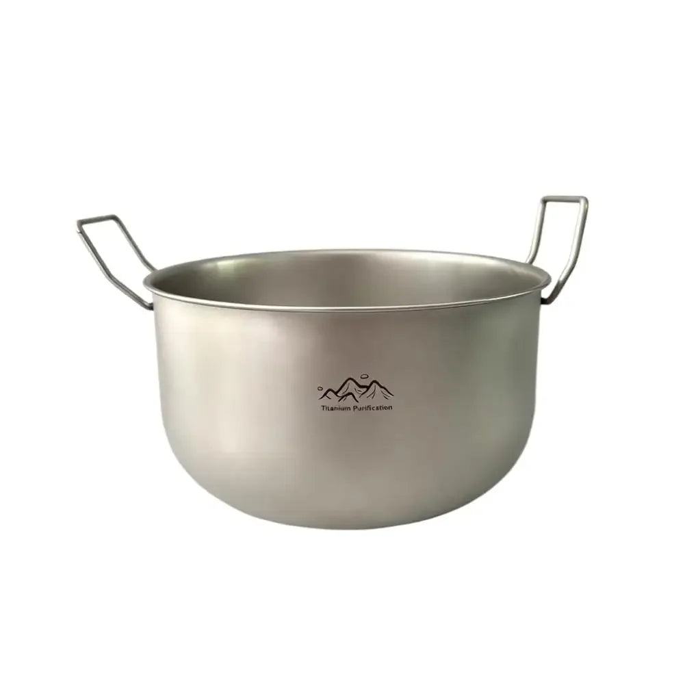 Ultralight Titanium Camping Soup Pot, Portable Foldable Bowl Handle Backpacking Pot for Hiking Trekking Picnic Fishing Cooking Peaceful Pleasures Health and Wellness Soup Pot