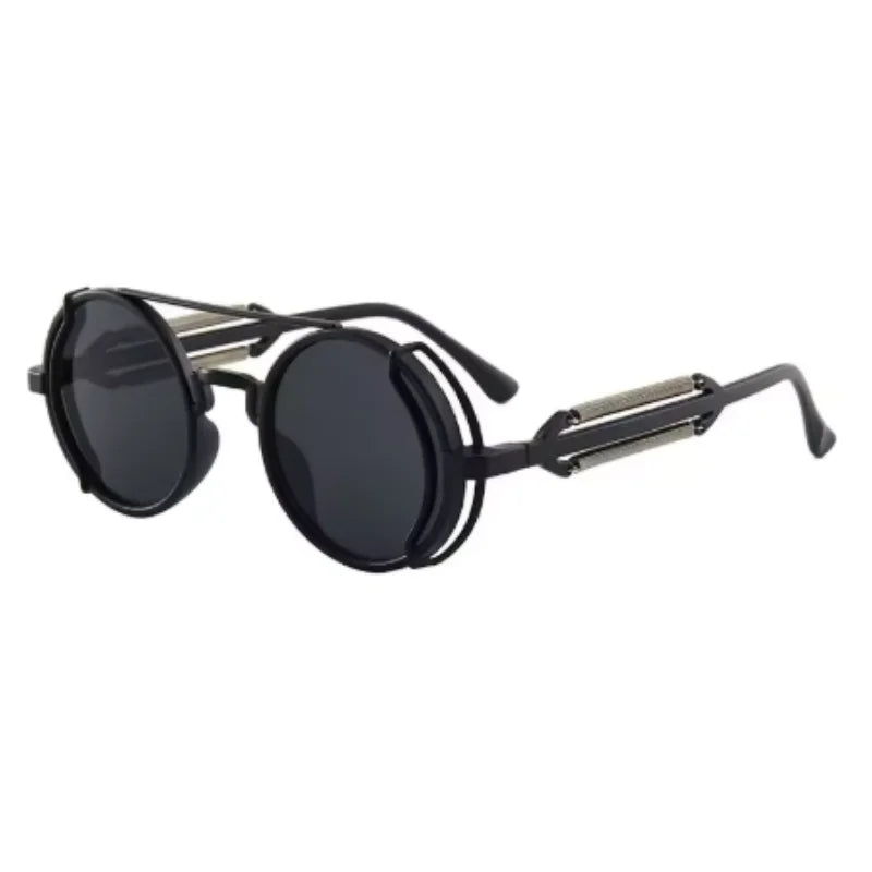 High Quality Gothic Steampunk Sunglasses Polarized Men Women Vintage Round Metal Frame Sun Glasses Peaceful Pleasures Health and Wellness black black