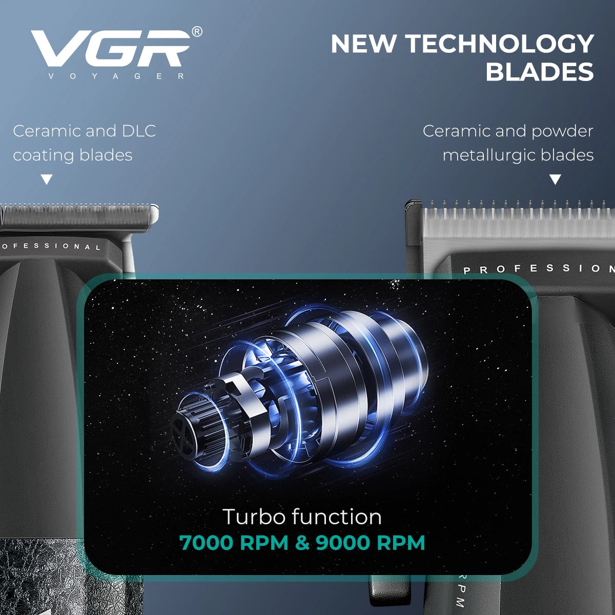 VGR high-end 3-in-1 hair trimming set professional electric hair clipper 9000 RPM household electric push shear shaver V-640 S3 Peaceful Pleasures Health and Wellness