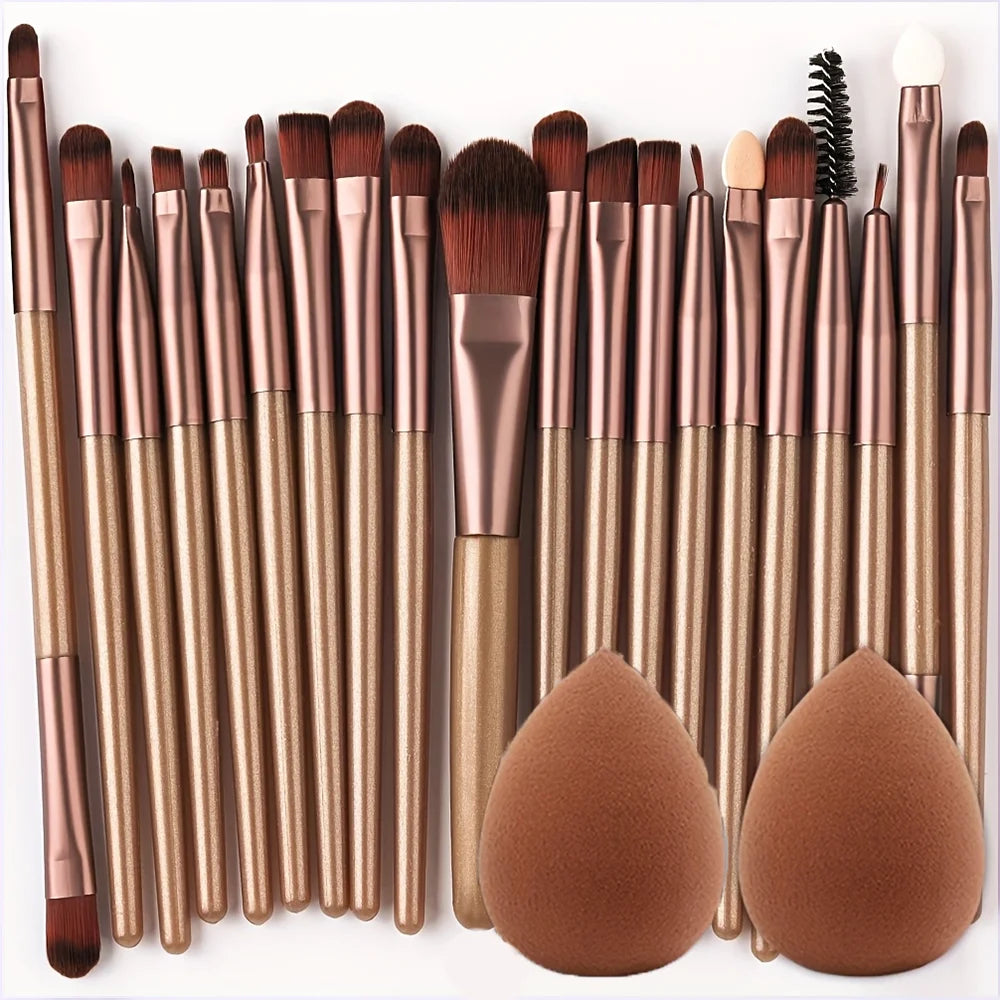 RUNTOIN 20-Piece Makeup Brush Set with 2 Blender Sponges