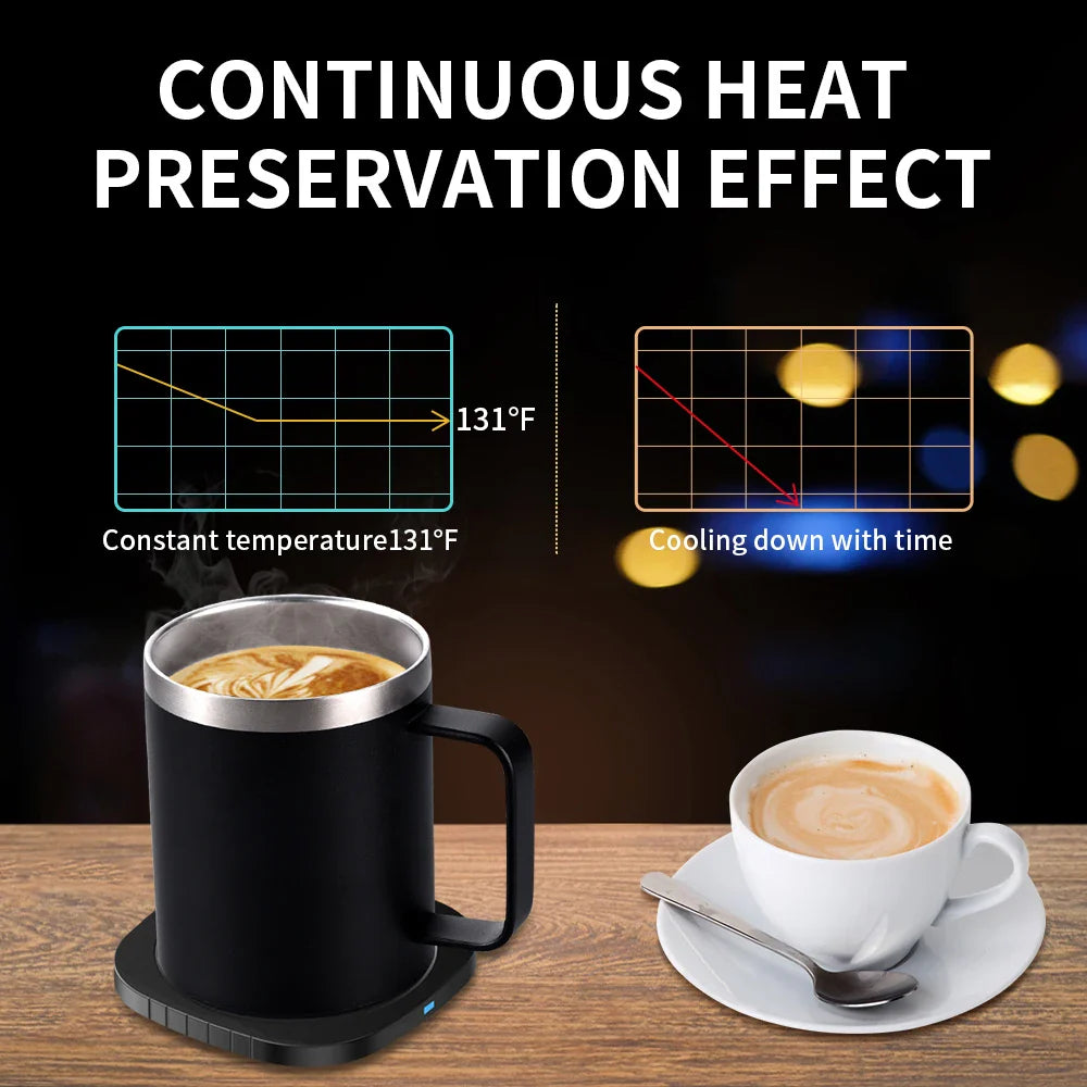 2-in-1 Coffee Mug Warmer & Wireless Charger | 55°C | 10.5oz Cup