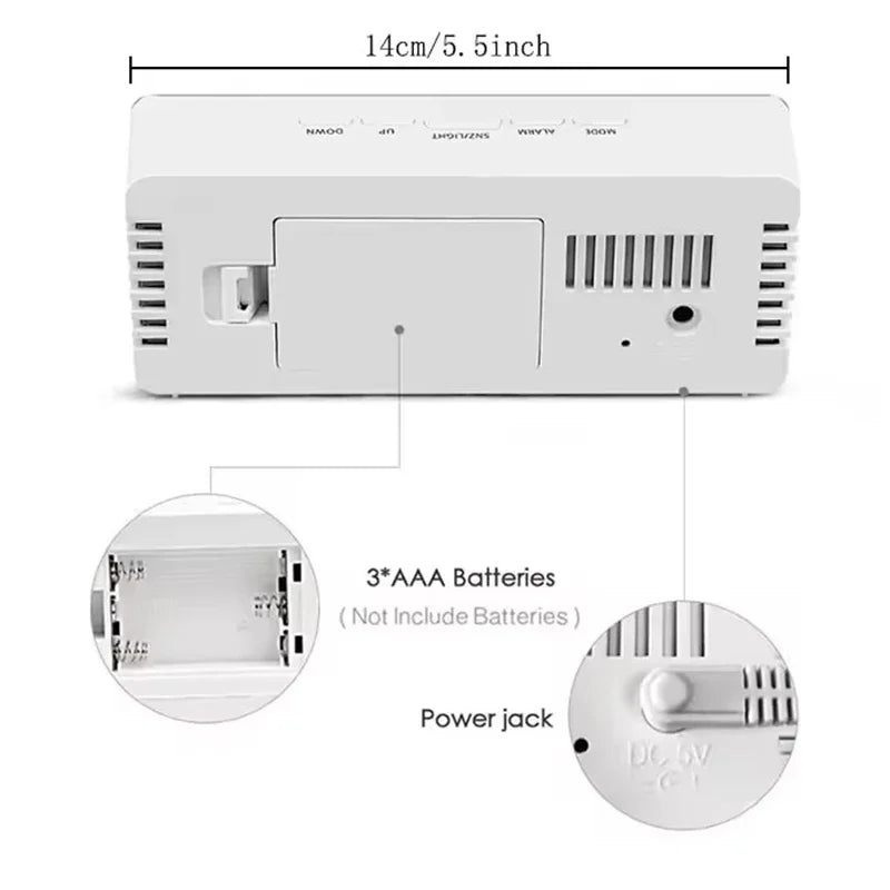 1Pc White Digital Clock LED Mirror Table Clock Snooze Display Time Night Light Desktop USB Alarm Clock Home Decor Desk Clock Peaceful Pleasures Health and Wellness