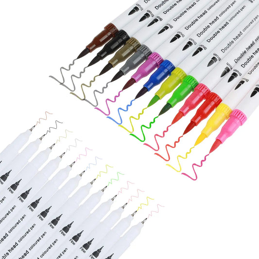 Bview Art 12 24 Colors Double-ended Washable Markers Soft Tip Peaceful Pleasures Health and Wellness