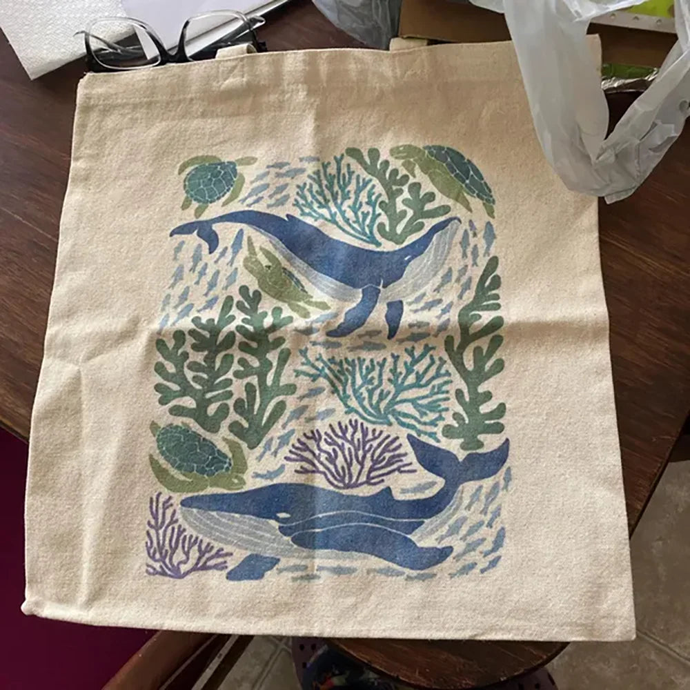 Ocean Watercolor Tote Bag | Mermaid & Whale Beach Gift
