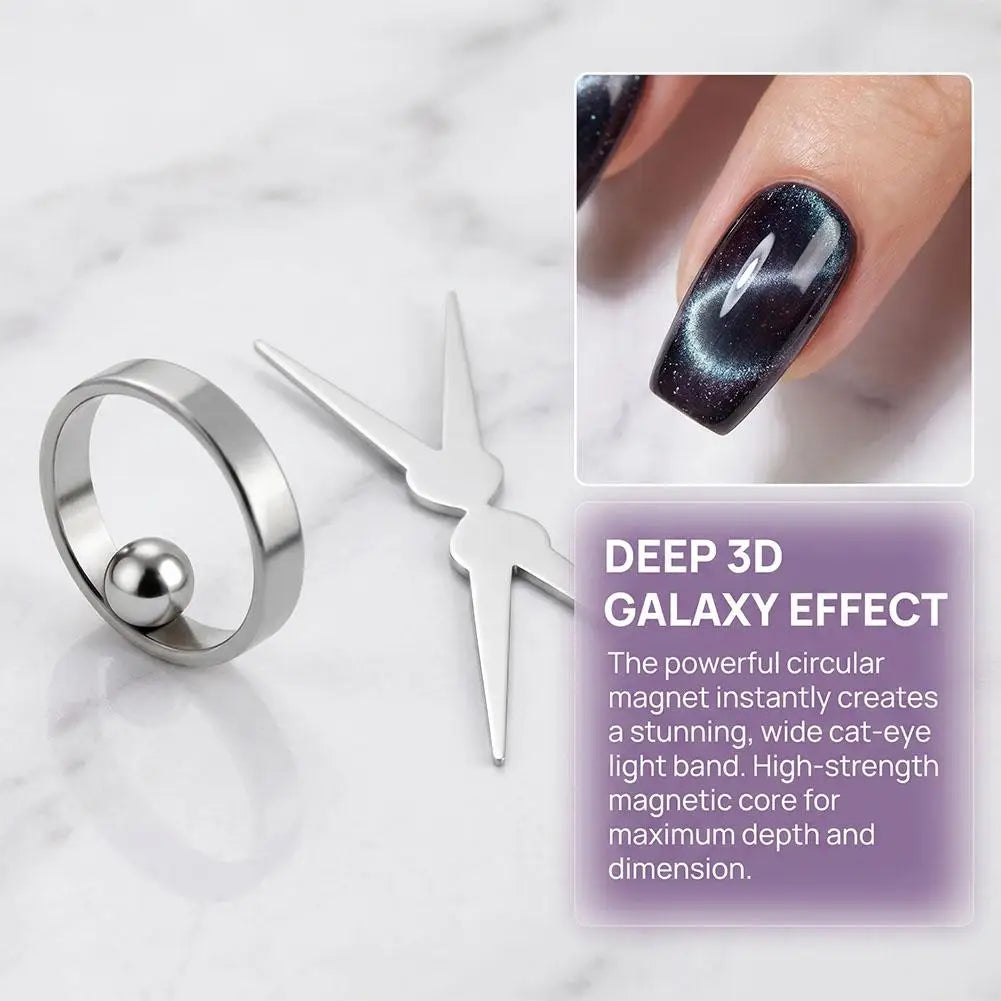 Ring Cat Eye Nail Magnet Black Hole Shape Cat Eye Nail Art DIY 3D Hollow Glass Bead Cat Eye Effect Strong Magnetic Nail Art Tool Peaceful Pleasures Health and Wellness
