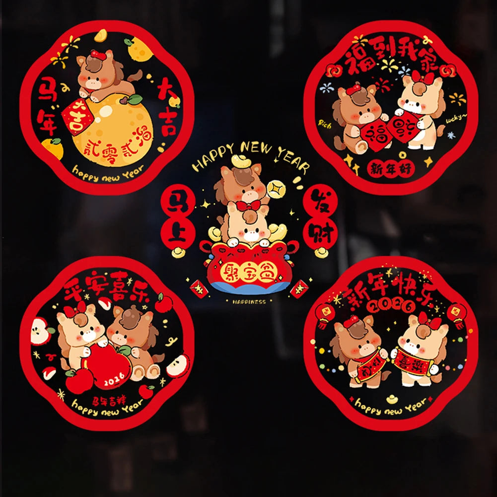 10pcs Chinese New Year Window Cling Stickers Festive Window Decals For Spring Festival No Glue Glass Stickers Decorations Peaceful Pleasures Health and Wellness 30 Set C
