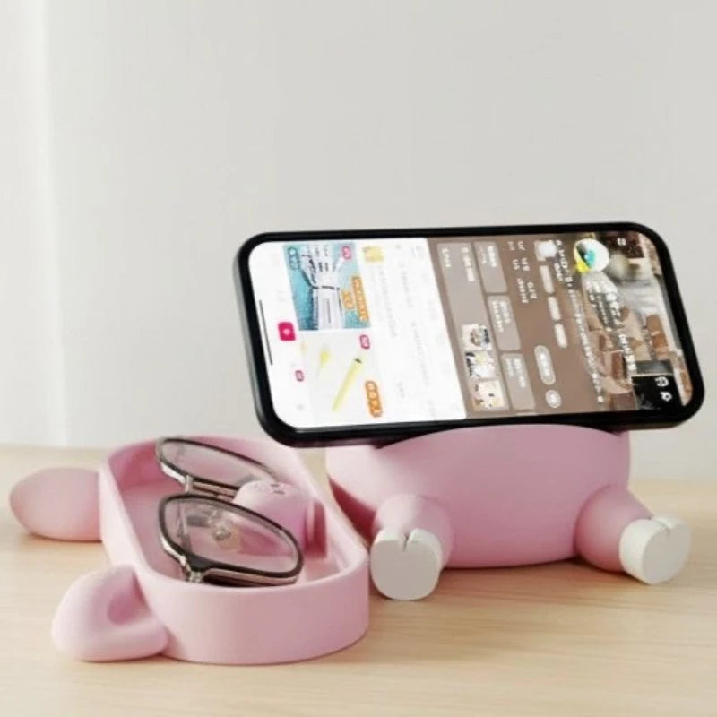 Cute and interesting pig glasses storage box office desktop storage box entrance key storage miscellaneous storage phone holder Peaceful Pleasures Health and Wellness