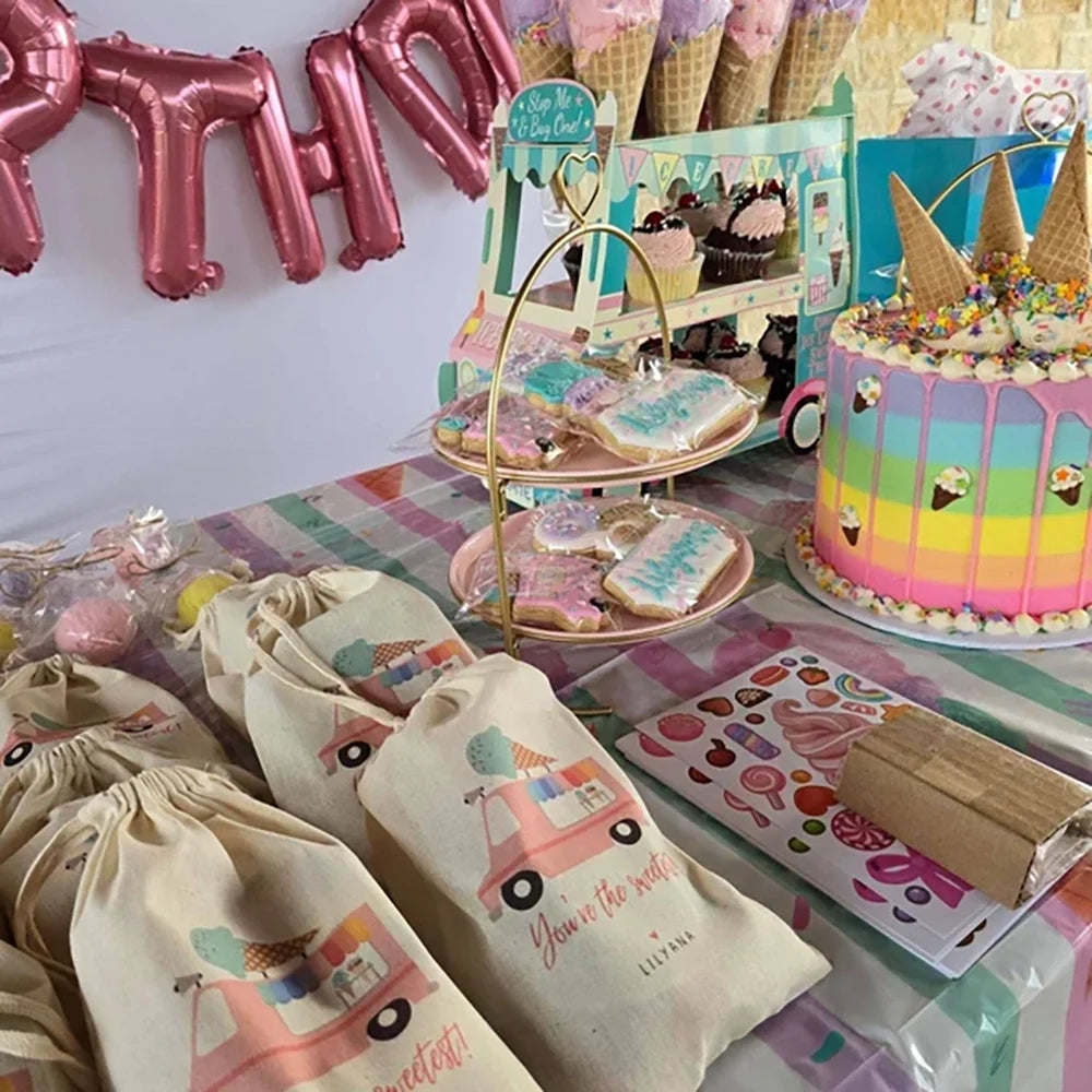 Personalized Ice Cream Truck Party Favor Bags – Set of 4