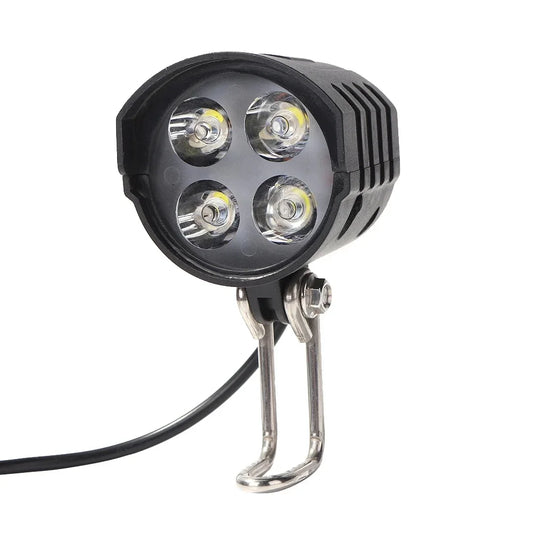 E-Bike Horn Light Electric Bicycle 4 LED Headlight 12W Waterproof 2 in 1 Horn and Light Switch Bicycle Flashlight Peaceful Pleasures Health and Wellness Black
