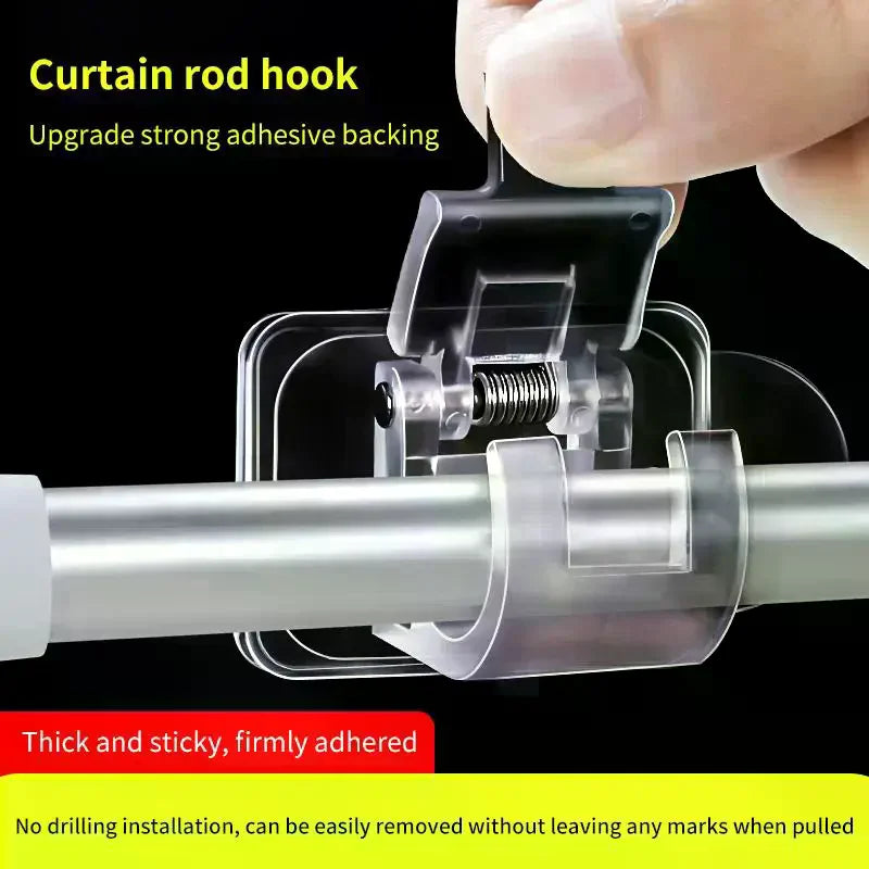 No-Drill Curtain Rod Hooks 10-Pack | Adhesive C-Type Brackets