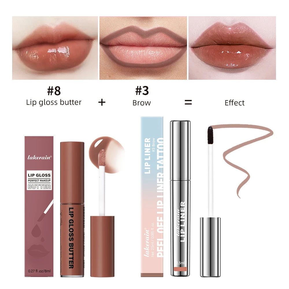 Highly Pigmented Lip Liner And Butter Non-stick Cup Lip Gloss Tattoo Matte Lip Liner Lasting Lip Stain Waterproof Lip Gloss Peaceful Pleasures Health and Wellness set C