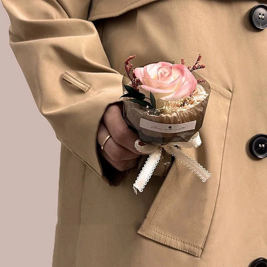 Gift for First Meeting Mini Pocket Meeting Small Bouquet Rose Sunflower Eternal Flower Simulation Flower Gift Box Birthday Gift Peaceful Pleasures Health and Wellness