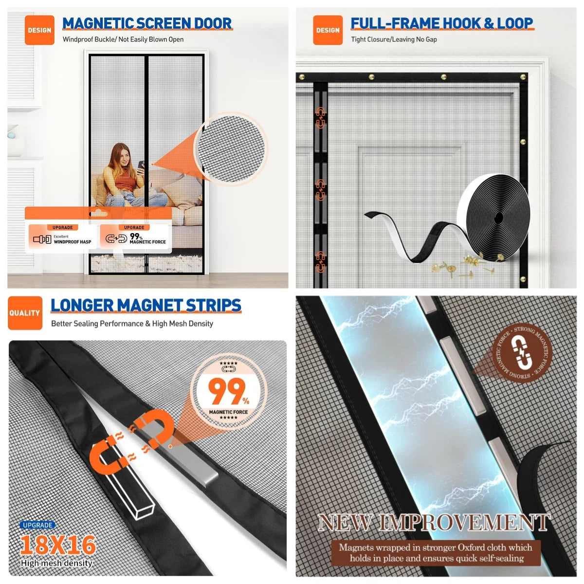 Magnetic Screen Door Curtain 100x210cm – Auto-Close Bug Net