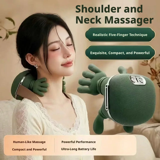 Portable Shoulder Neck Massager Realistic Bionic Five Finger Kneading Massager Powerful Massage For Cervical Back Waist Leg Pain Peaceful Pleasures Health and Wellness