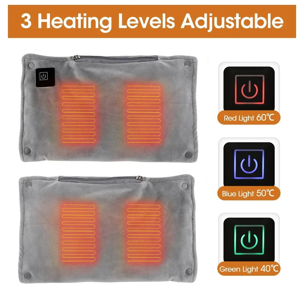 Electric USB Hand Warmer Bag – 3 Heat Levels, 4 Graphene Pads