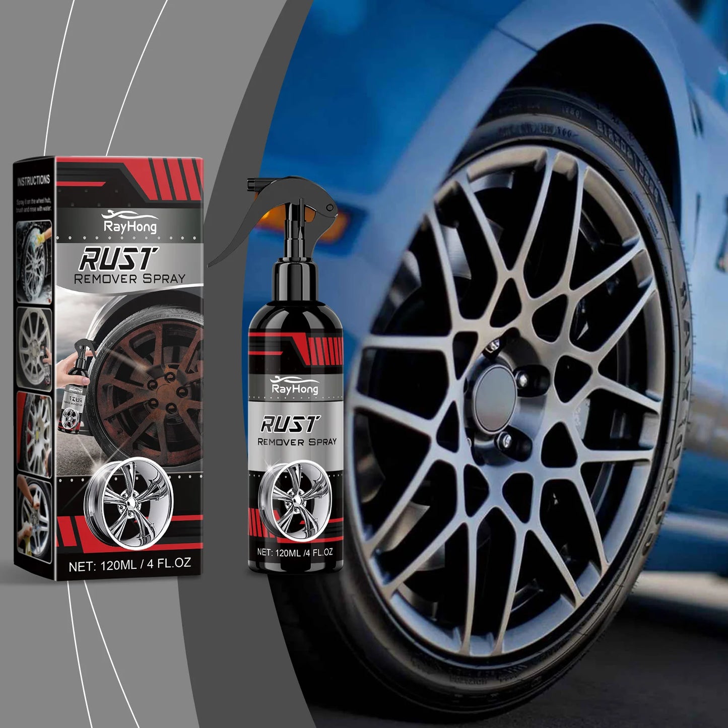 RayHong Wheel Rust Remover & Rim Cleaner Spray 120ml