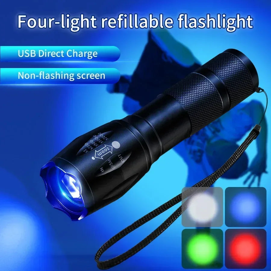 GGBEE 4-Color Rechargeable LED Flashlight – Camping & Emergency