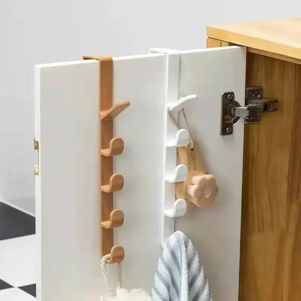 5-Hook Cabinet Door Hanging Rack | Kitchen & Bathroom Organizer
