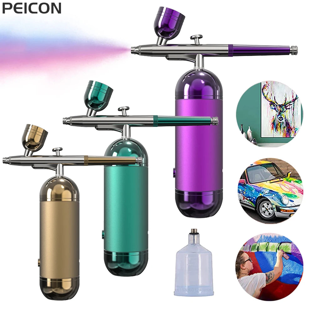 Airbrush with Compressor Airbrush Spray Gun for Painting Modeling Crafts Nail Art Wireless Portable Air Brush Painting Spray Gun Peaceful Pleasures Health and Wellness