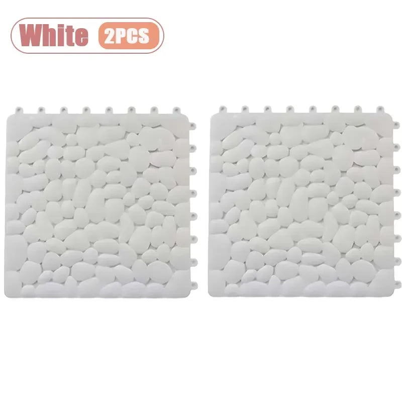 Non-Slip Pebble Bath Mat 30×30cm | Waterproof Splicing Shower Pad