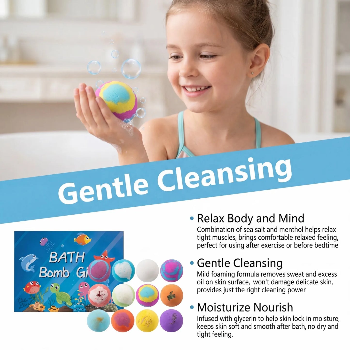 Kids Bath Bombs Gift Set 12 PCS – Surprise Ocean Toys