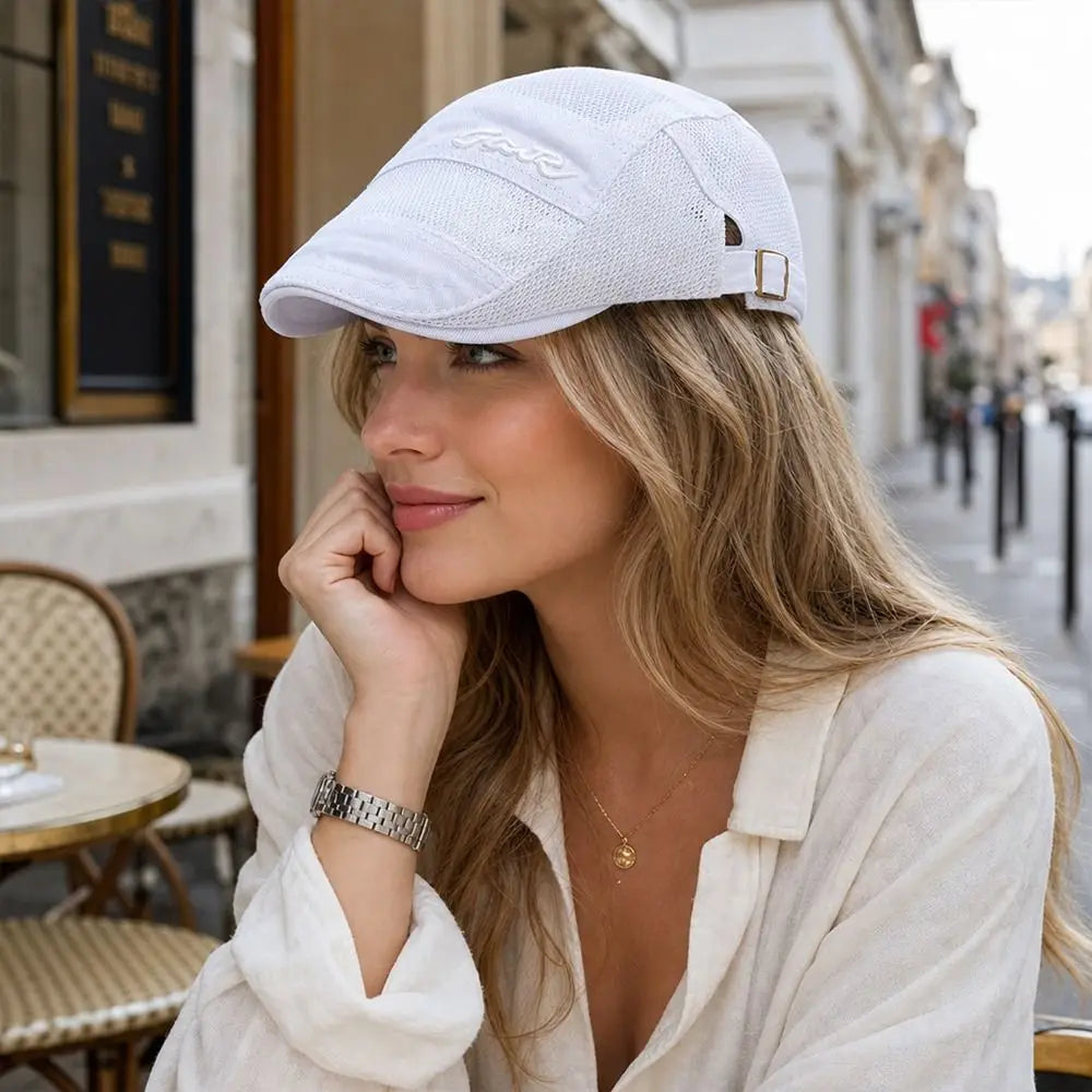 Vintage Mesh Beret Hat – Breathable Cotton Sun Hat, Unisex