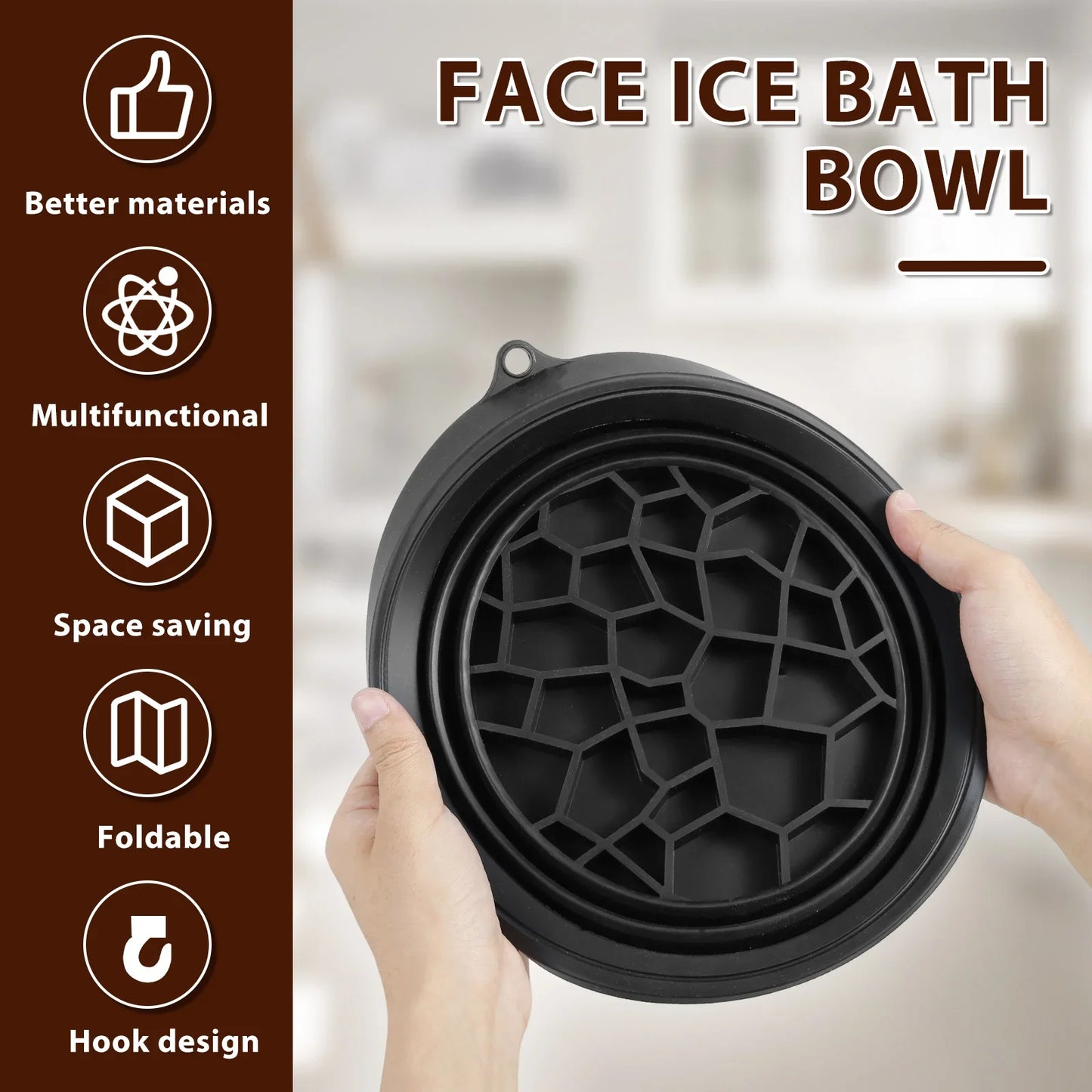 Foldable Face Ice Bath Bowl Facials Plunge Washbasin Silicone Portable Travel Home Skincare Ice Facials Bath Peaceful Pleasures Health and Wellness