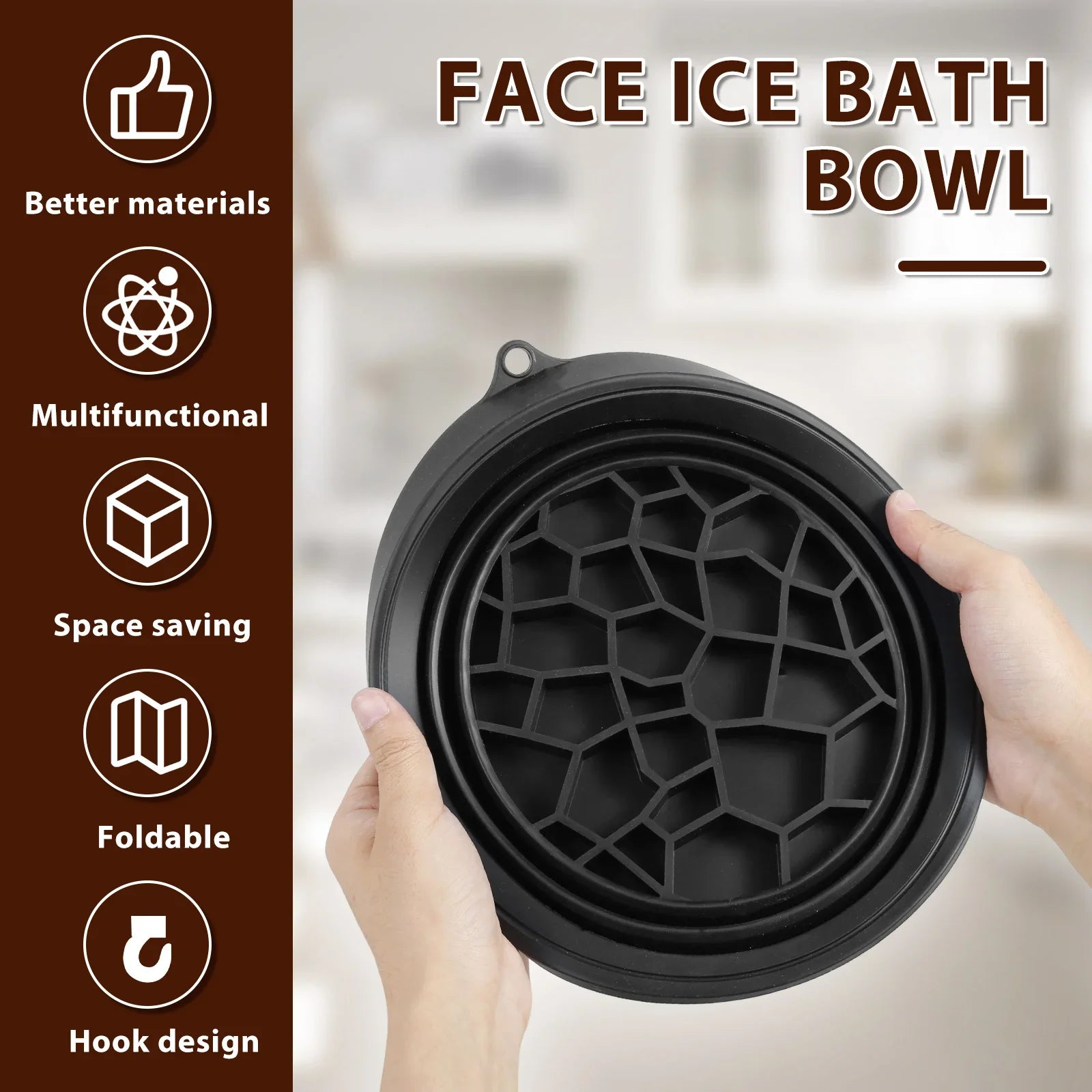 Foldable Face Ice Bath Bowl Facials Plunge Washbasin Silicone Portable Travel Home Skincare Ice Facials Bath Peaceful Pleasures Health and Wellness