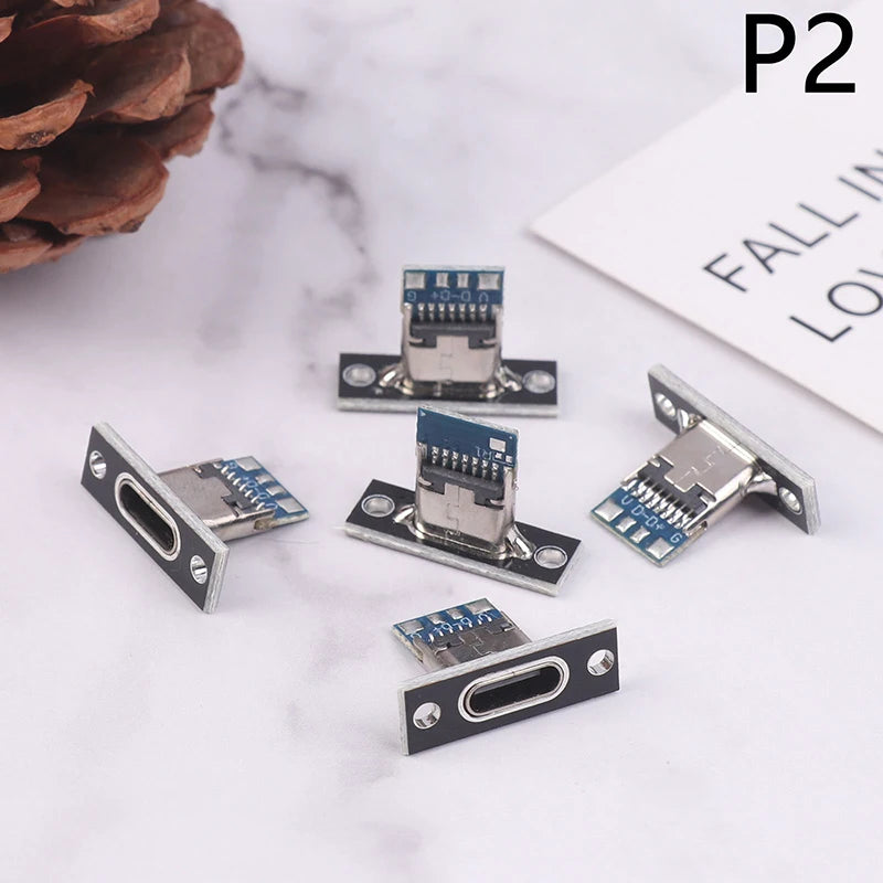 5-Pack USB 3.1 Type-C Female Socket Connector with Fastening Plate