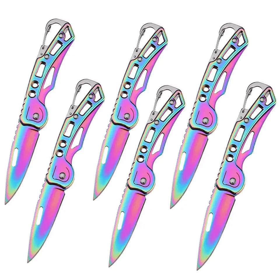 Folding Pocket Knife Stainless Steel Survival Hunting Camping Fishing Portable Fruit Carrying Outdoor Tools Survival Hand Tools Peaceful Pleasures Health and Wellness 6pcs