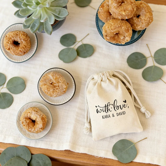 Personalized "With Love" Cotton Wedding Favor Bags | Gift Bags Wedding Favor Bags Peaceful Pleasures Health and Wellness